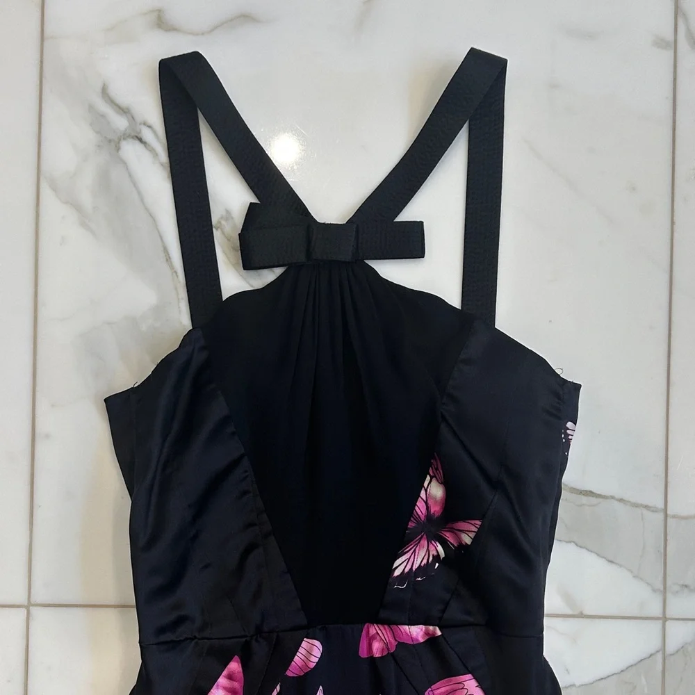 Versace Strapless Black and Pink Butterfly Dress - Picture 2 of 8
